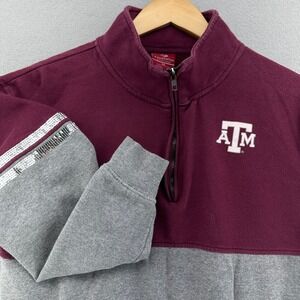 Texas A&M Aggies Colosseum Quarter Zip Pullover Sweatshirt Red Gray Sequins SZ M